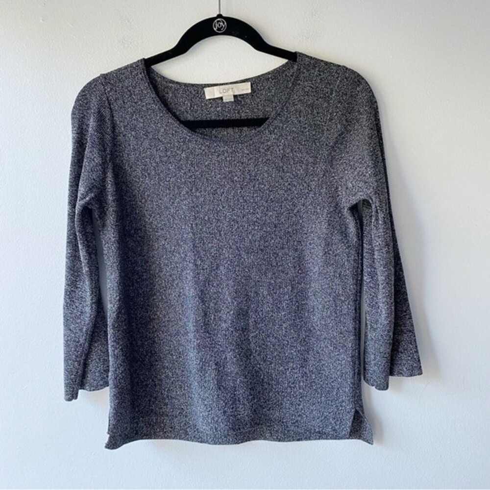 ann taylor loft petites gray 3/4 sleeve top